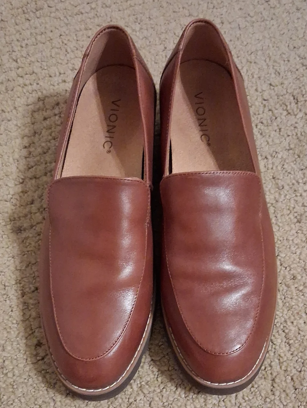 Vionic Women’s Kensley Brown Leather Slip-On Loafers